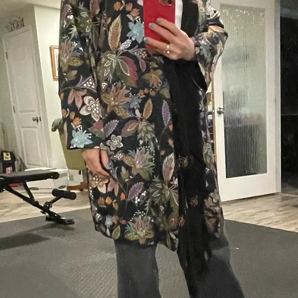 Johnny Was NWT Black Floral Cape - Picture 5 of 13